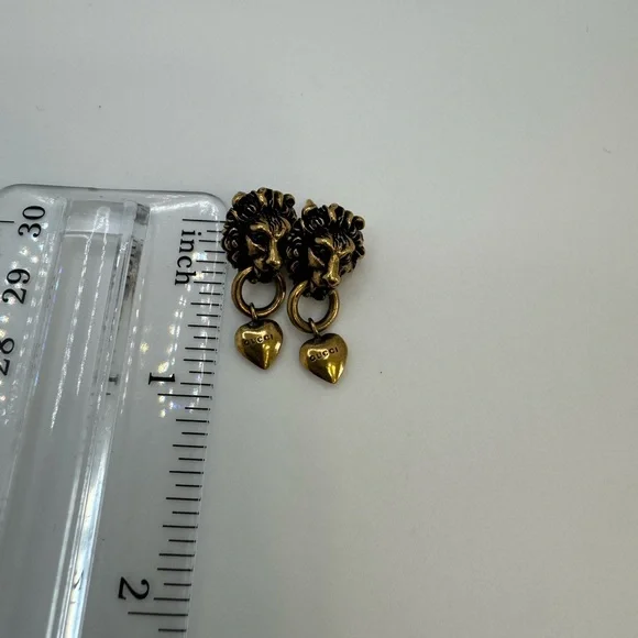 Gucci lion head heart earrings gold plated - Picture 6 of 9